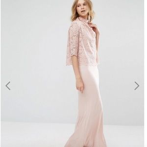 High Neck Lace Top Maxi Dress